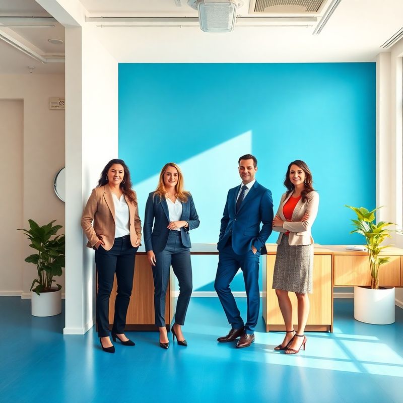 Portret de grup al echipei InsightOutlook într-un birou luminos